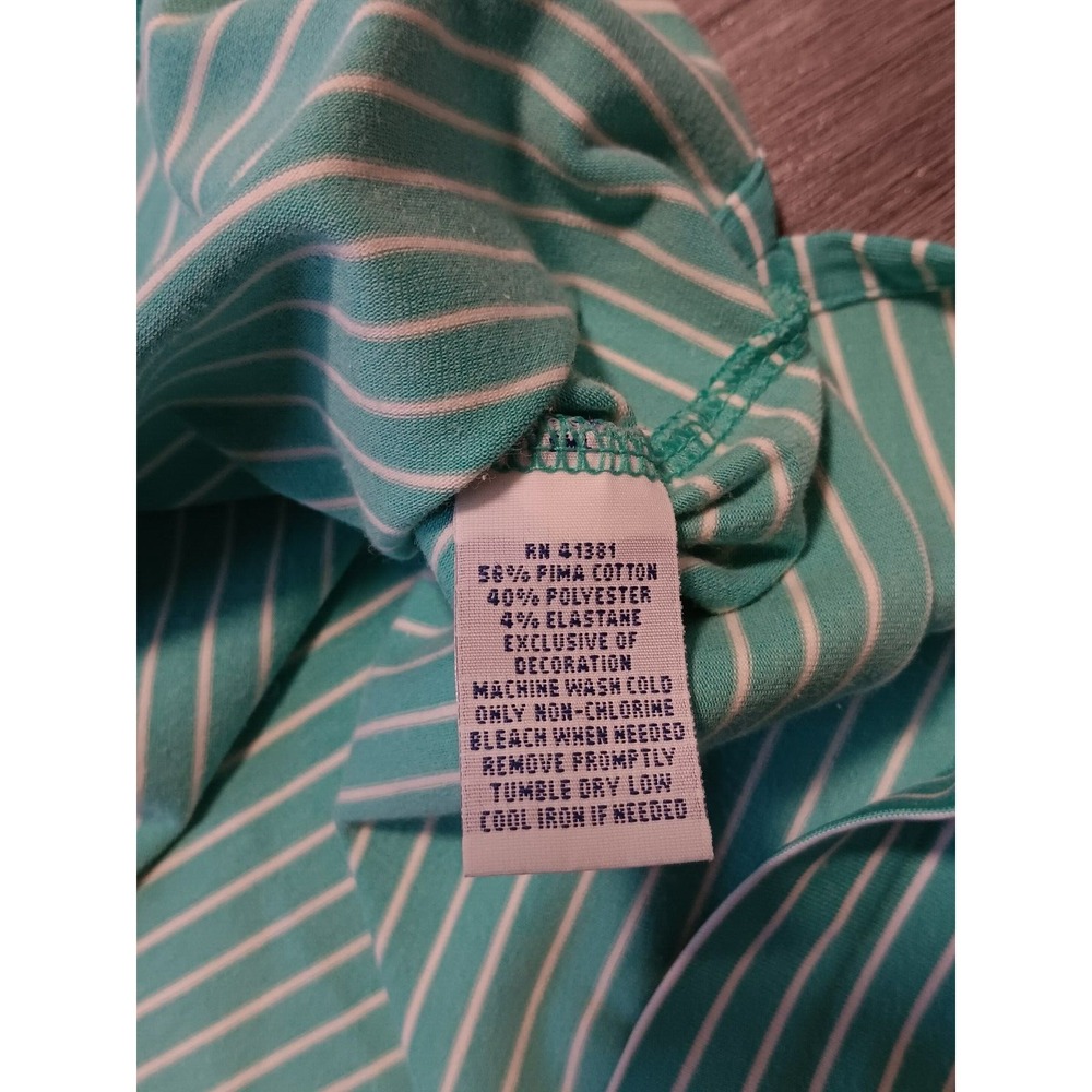 Polo Ralph Lauren Golf Men's Teal White Striped Performance Sea Island Shirt XL - Picture 6 of 7